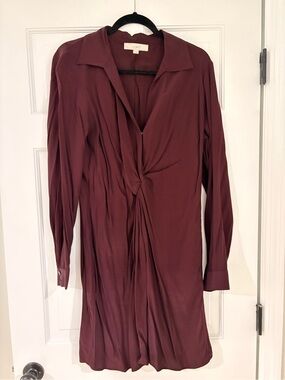 LOFT Twist-Front Long Sleeve Tunic - Burgundy